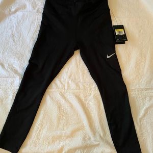 Nike Women’s Dri-fit Running Black Crop Leggings with Zipper Pocket. Size Small.